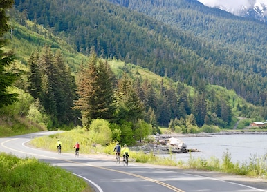 Glacial Fjords Bicycle Tour guests on bikes