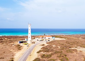 aerial from california lighthouse on aruba island in the caribbean