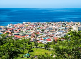 aerial view of roseau city dominica